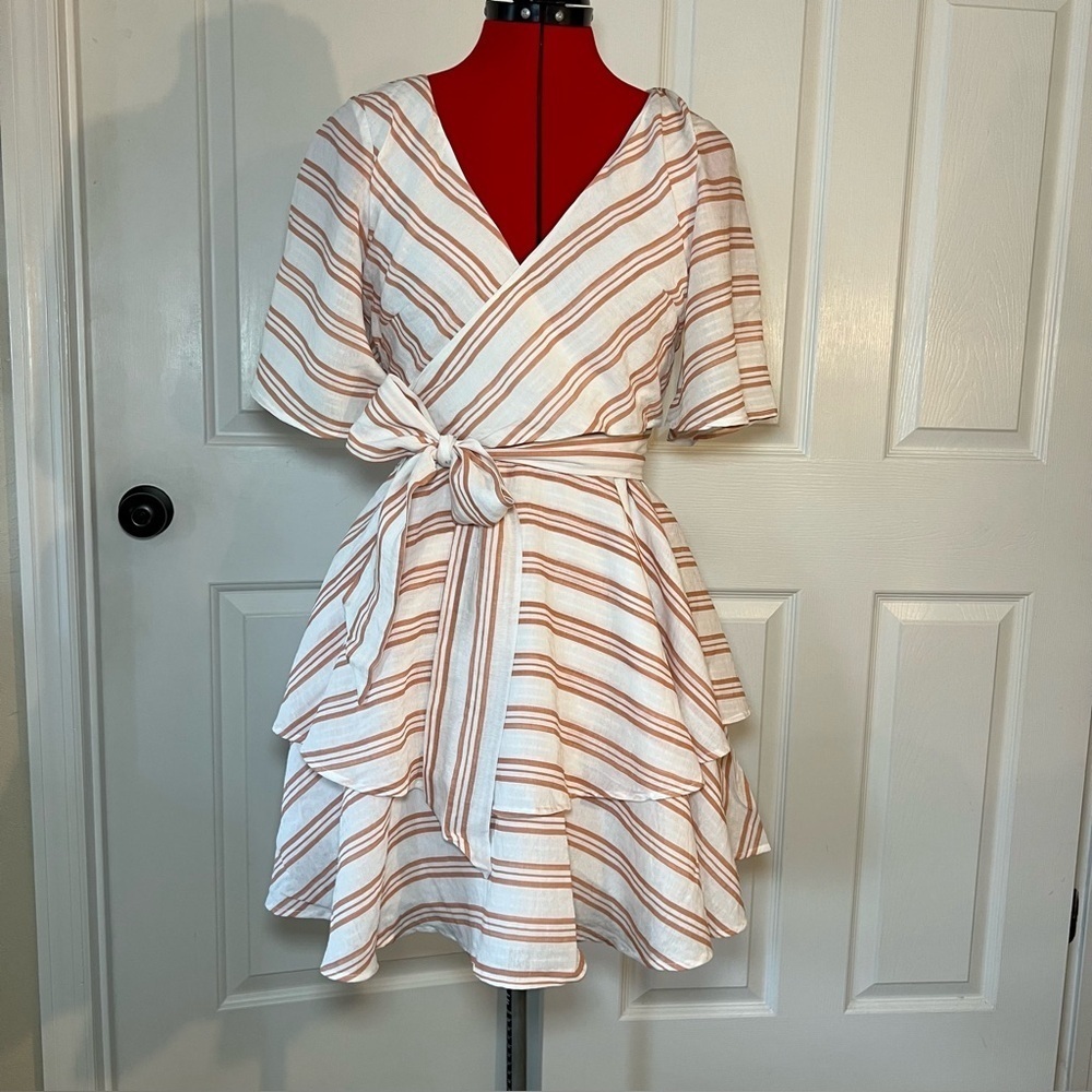 Lulu’s ruffle skirt flutter sleeve rayon blend mini dress